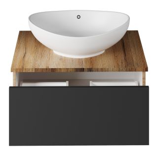 Подвесная тумба под раковину Misty Ива 70см графит/дуб Вотан